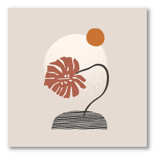 Designart - Tropical Palm Leaf & Abstract Geometry Shapes III - Modern Canvas Wall Art Print